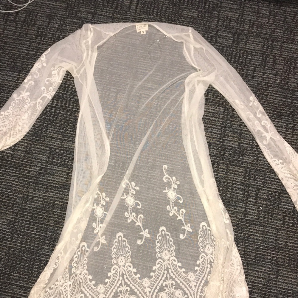 Long sleeve sheer coverup.
